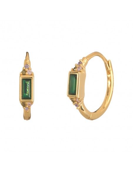 pendiente oro circonita verde