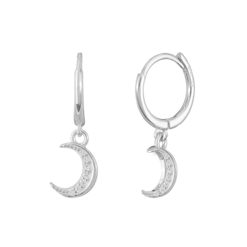 pendiente plata luna