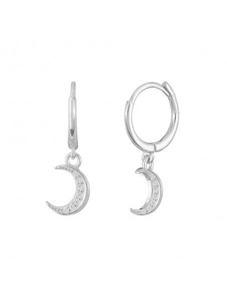 pendiente plata luna