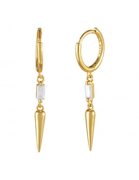 pendiente largo oro circonita blanca