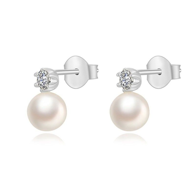 PENDIENTES PLATA PERLA Y CIRCONITA