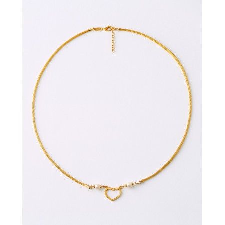 COLLAR PLATA CORAZON Y PERLAS