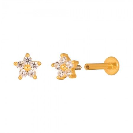 PIERCING WHITE DAISY IP GOLD