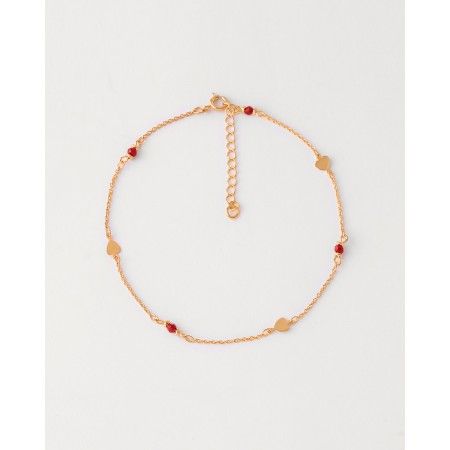 TOBILLERA METAL CORAZONES Y...
