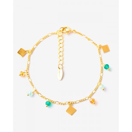 PULSERA PLATA ROMBOS Y...