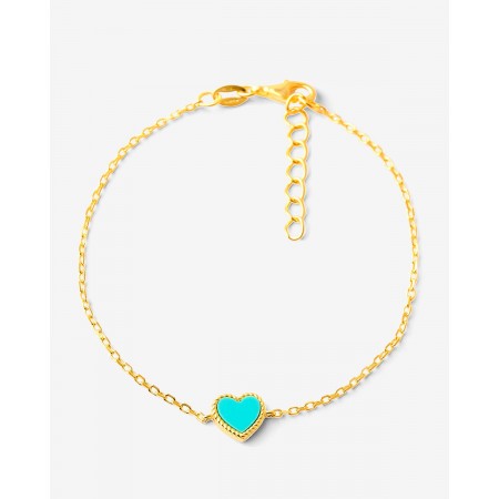 PULSERA CORAZON TURQUESA PLATA