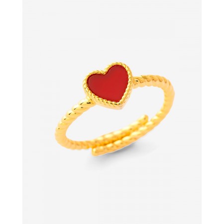 ANILLO CORAZON AGATA ROJA