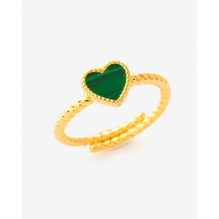 ANILLO CORAZON MALAQUITA