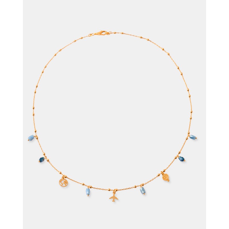 Collar Motivo Viajes Cristales Azules...