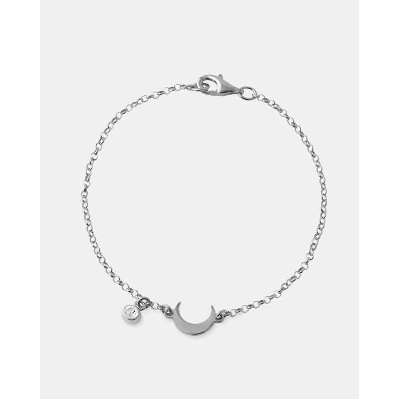 Pulsera Luna Y Circonita Plata 