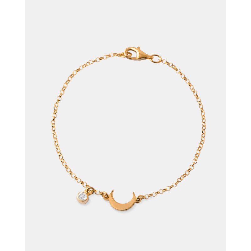 Pulsera Luna Y Circonita  Plata