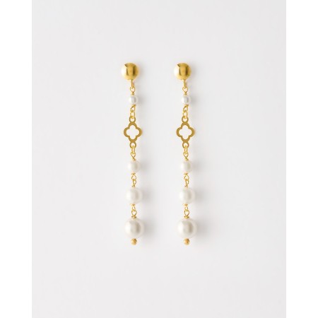 PENDIENTES LARGO 4CM PERLAS...