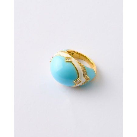 ANILLO CUPULA ESMALTE AZUL...