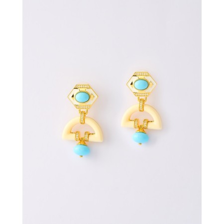 PENDIENTES ESMALTE AZUL Y...