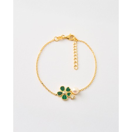 PULSERA FLOR MALAQUITA 10MM...