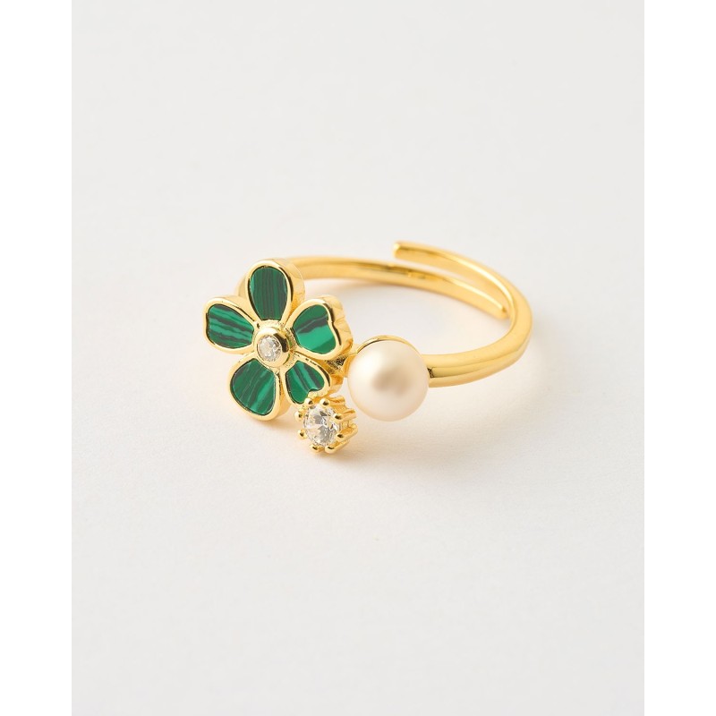 ANILLO ABIERTO FLOR MALAQUITA 10MM -...