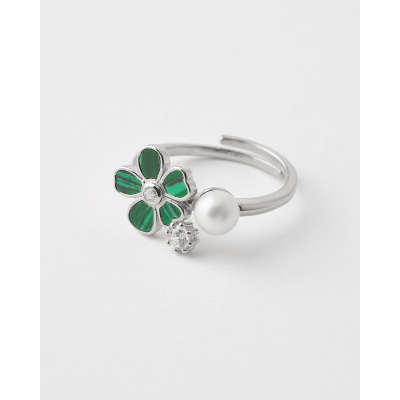 ANILLO ABIERTO FLOR MALAQUITA 10MM -...