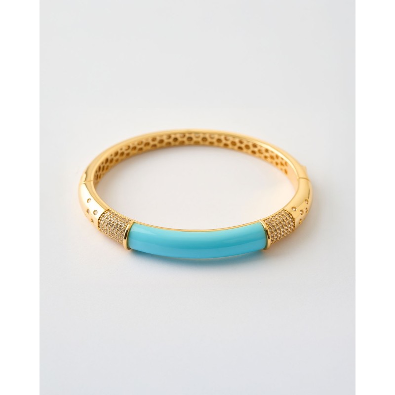 BRAZALETE ESMALTE TURQUESA Y CIRCONITAS