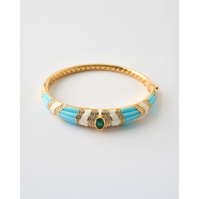 BRAZALETE ESMALTE TURQUESA Y CIRCONITAS