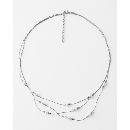 COLLAR PLATA TRIPLE PERLAS...