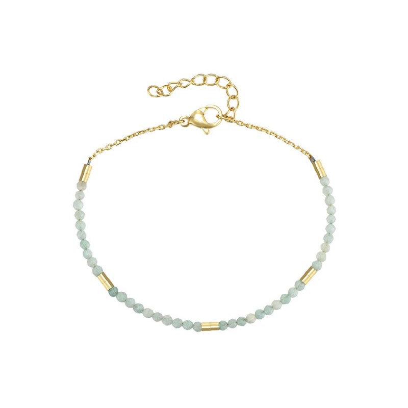 PULSERA ACERO MINERAL AMAZONITA 17+3CM