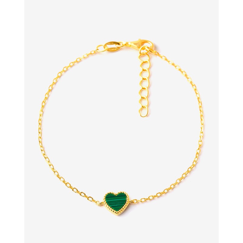 PULSERA CORAZON MALAQUITA PLATA