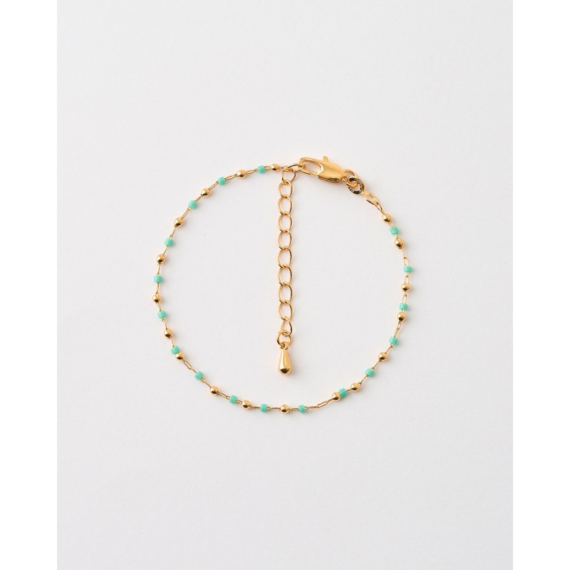 PULSERA BEADS Y BOLAS 2MM AGUAMARINA...