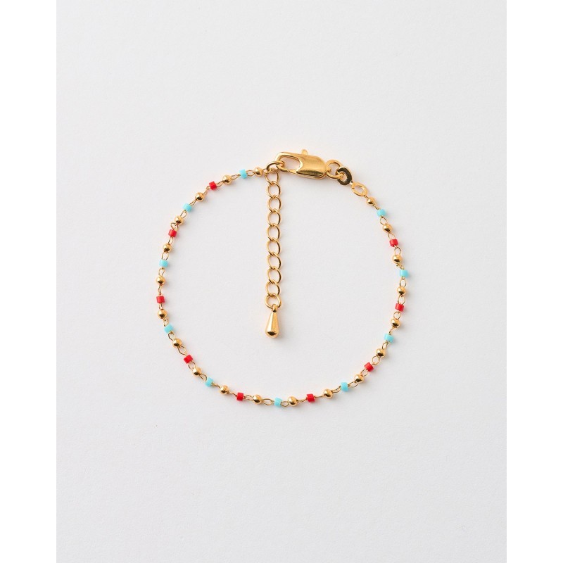 PULSERA BEADS Y BOLAS 2MM CORAL Y...