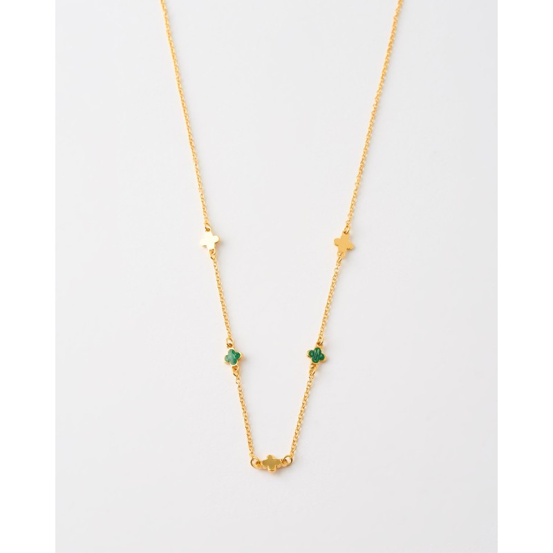 COLLAR 5 CRUCES 6MM ESMALTE MALAQUITA...