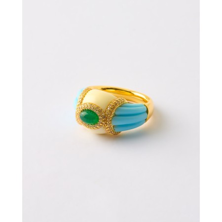 ANILLO ESMALTE AZUL Y...
