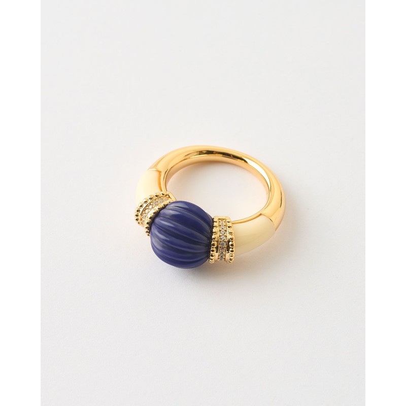 Anillo Esmalte Concha Blanco Y Azul...