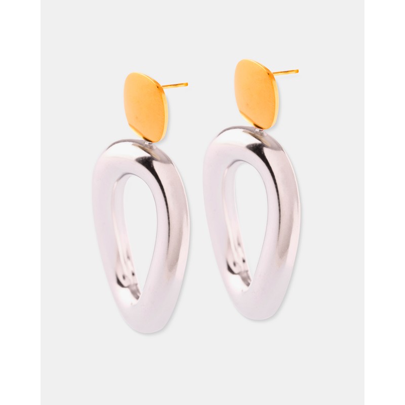 PENDIENTES ACERO BICOLOR ARO OVALADO