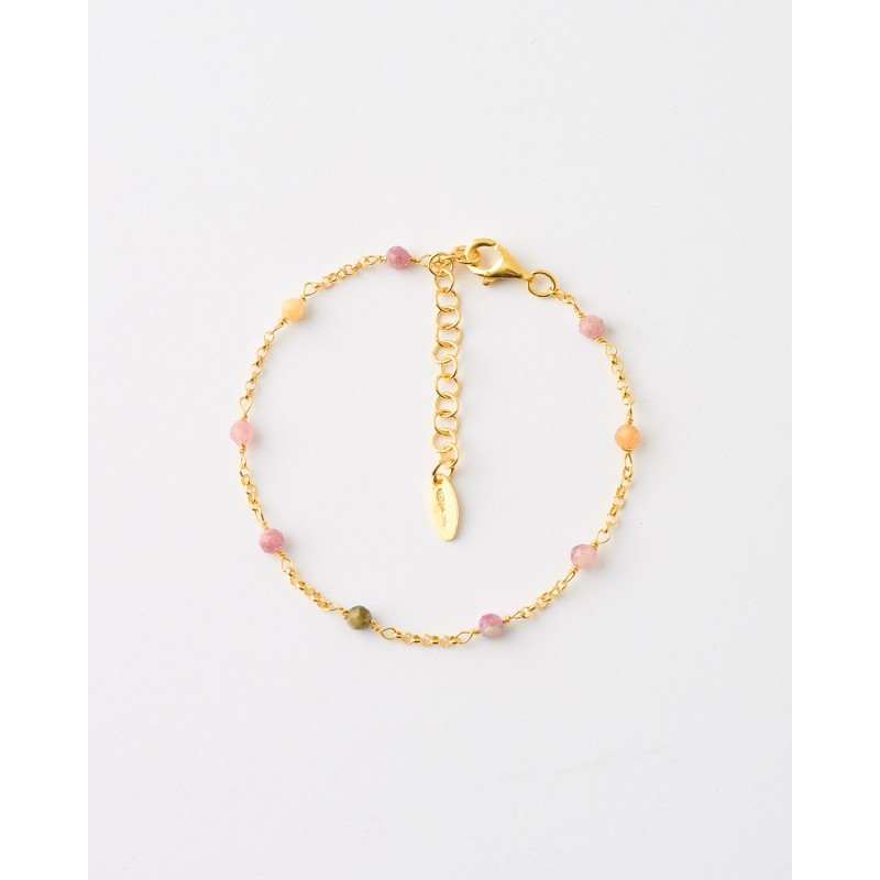 PULSERA BOLAS PIEDRA MULTICOLOR 19CM...