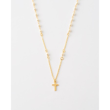 COLLAR PERLAS 3MM Y CRUZ...