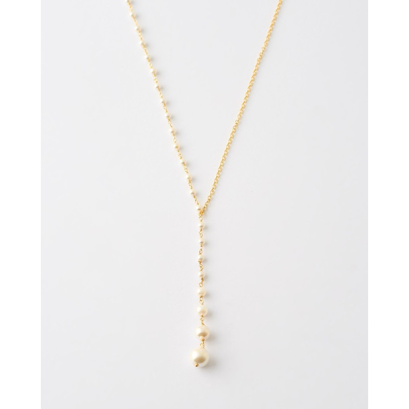 COLLAR PERLAS CORBATA 38+4CM LARGO