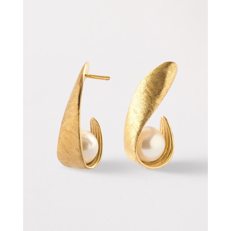 PENDIENTES HOJA Y PERLA 8MM