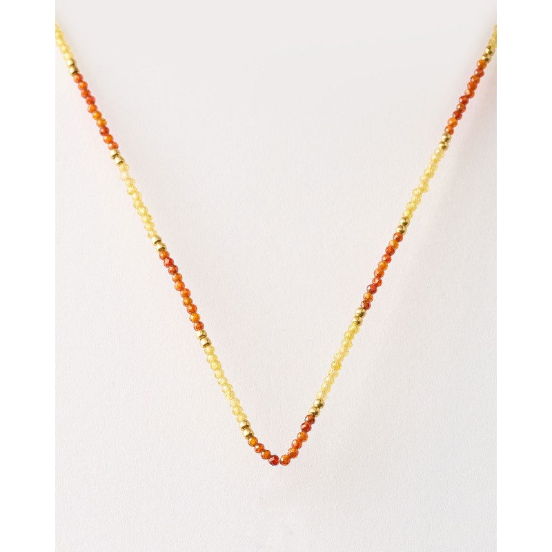 COLLAR PIEDRAS 2MM - AMBAR Y CHAMPAGNE 