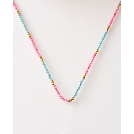COLLAR PIEDRAS 2MM - ROSA Y...