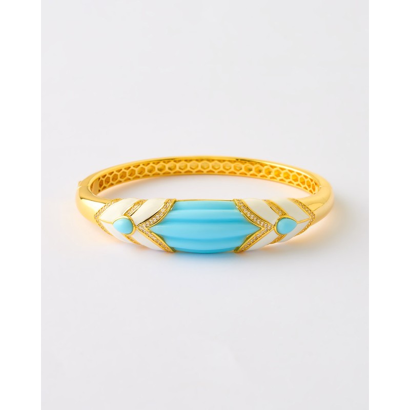 BRAZALETE CONCHA ESMALTE AZUL Y BLANCO