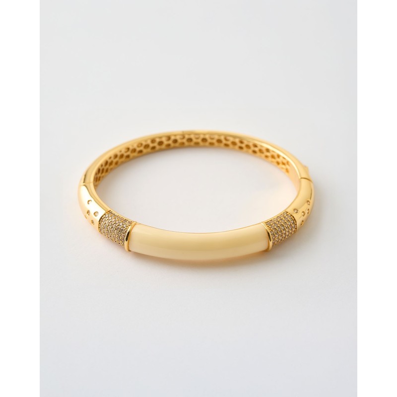 BRAZALETE ESMALTE BLANCO Y CIRCONITAS