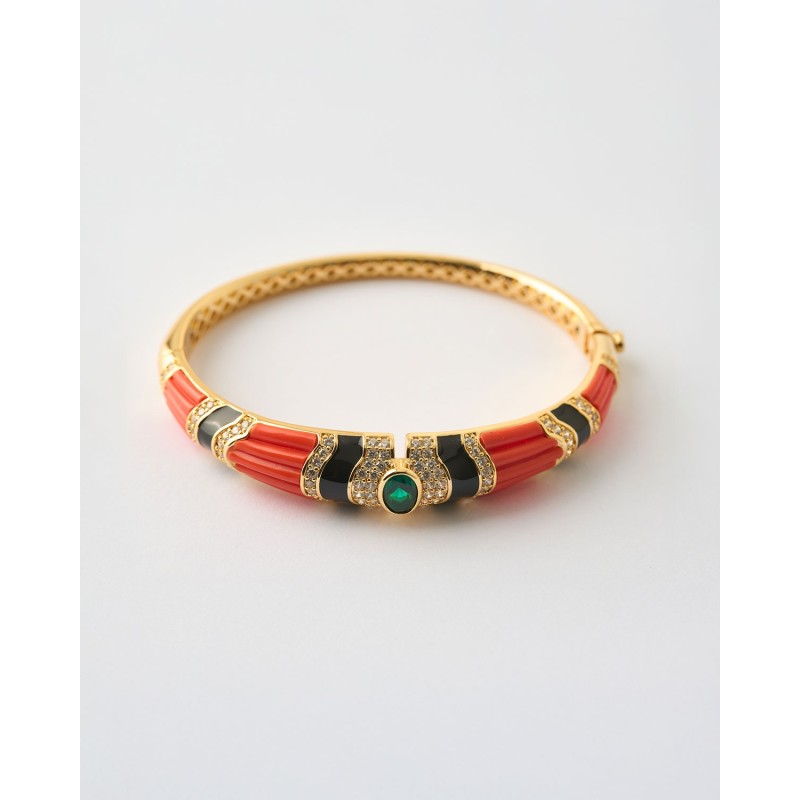 BRAZALETE ESMALTE NARANJA Y CIRCONITAS