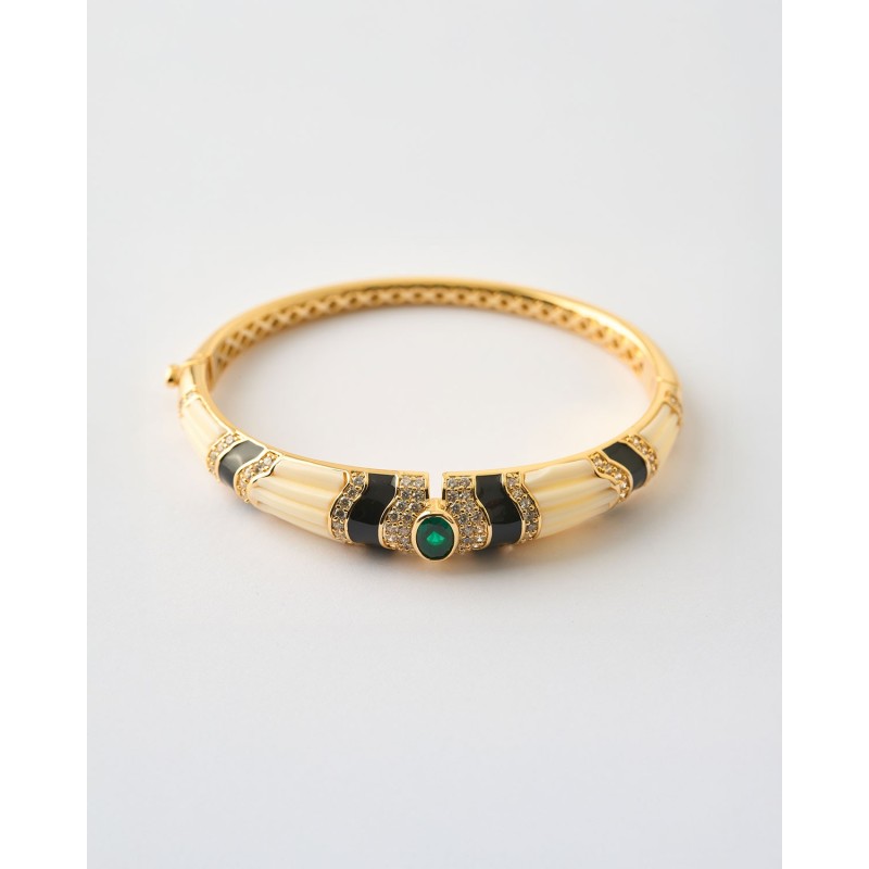 BRAZALETE ESMALTE BLANCO Y CIRCONITAS