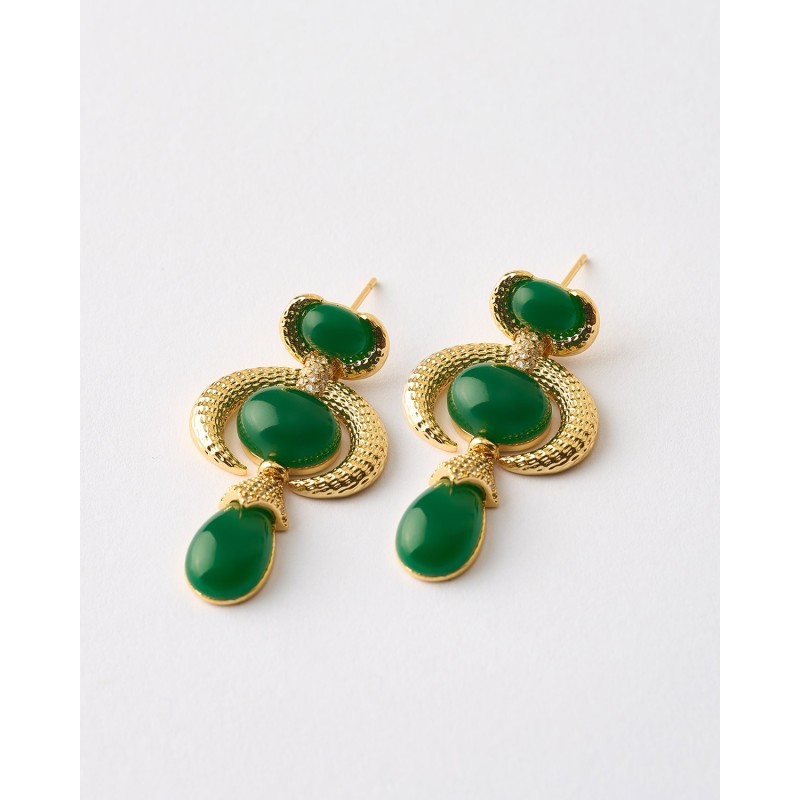 PENDIENTES MEDIA LUNA ESMALTE VERDE...