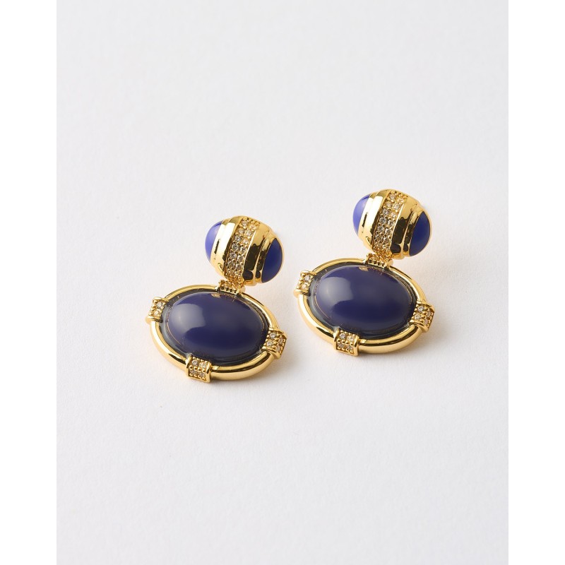 PENDIENTES ESMALTE AZUL OVALADOS...
