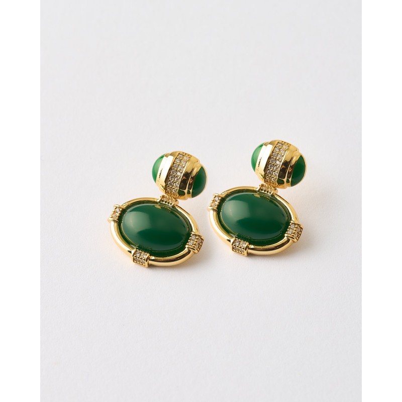 PENDIENTES ESMALTE VERDE OVALADOS...