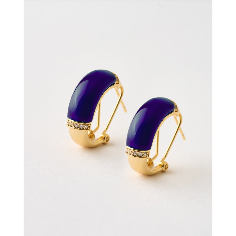 PENDIENTES SEMI ARO ESMALTE AZUL