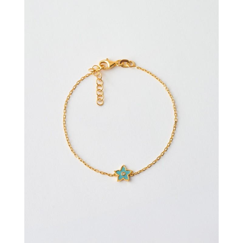 PULSERA FLOR 8MM MADREPERLA AZUL Y...