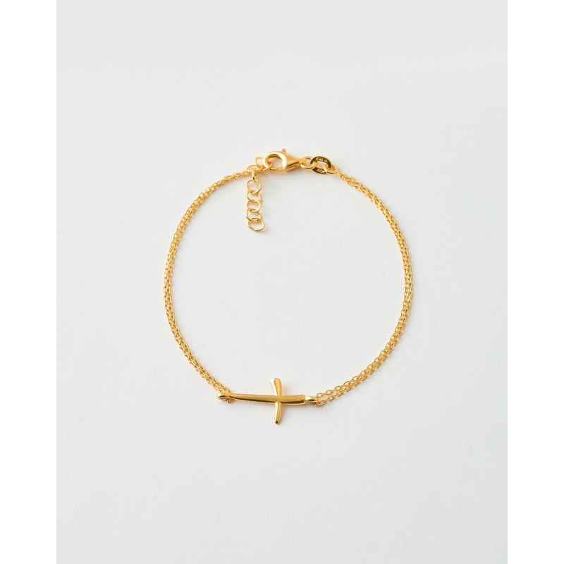 PULSERA CRUZ 15X10MM DOBLE CADENA -...