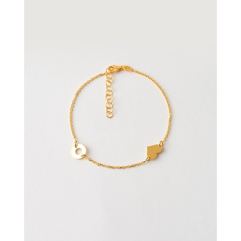 PULSERA CIRCULO Y CORAZON - 17+2CM LARGO