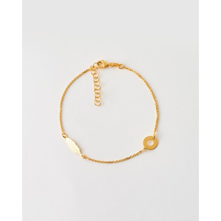 PULSERA CIRCULO Y HOJA -...